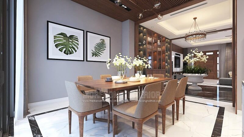 Bộ bàn ăn gỗ óc chó 8 ghế hiện đại đẹp cho chung cư, biệt thự, nhà phố. Thiết kế biệt thự