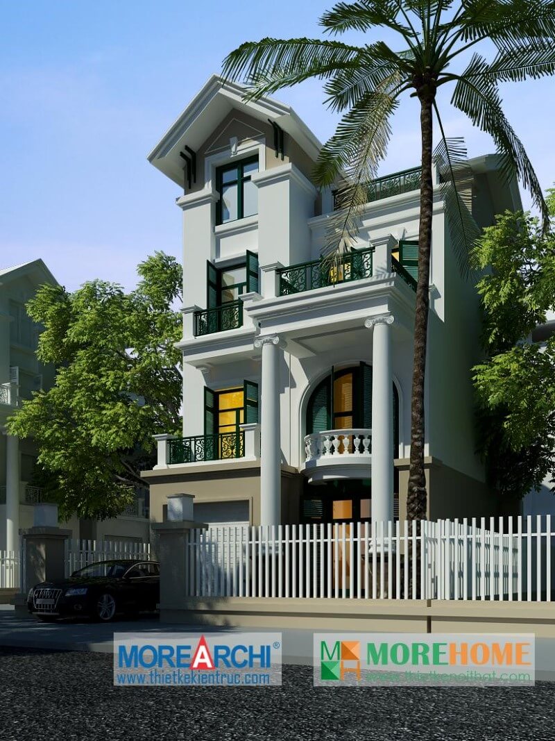 Thiết kế kiến trúc biệt thự 3 tầng mái thái hiện đại tại Mỹ Đình Hà Nội thiết kế biệt thự